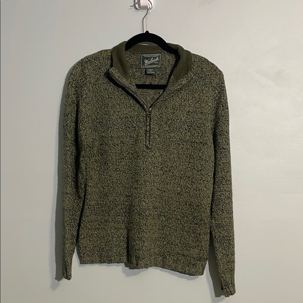 Woolrich Wool Blend Green Oakleaf Heather 1/2 Zip Pullover Sweater Womens Medium